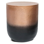 Boho Drum-Shape Textured Metal Side Table – Silver Ombre / Gold Ombre / Copper Ombre, 1-Unit