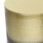 Boho Drum-Shape Textured Metal Side Table – Silver Ombre / Gold Ombre / Copper Ombre, 1-Unit