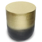 Boho Drum-Shape Textured Metal Side Table – Silver Ombre / Gold Ombre / Copper Ombre, 1-Unit