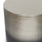 Boho Drum-Shape Textured Metal Side Table – Silver Ombre / Gold Ombre / Copper Ombre, 1-Unit