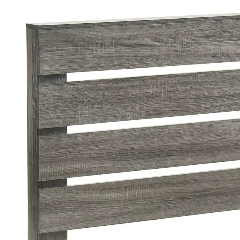 Rustic Slatted Headboard Platform Bed with Tapered Legs and Wood Slats – Distressed Grey, Queen / California King, 2-Person Use