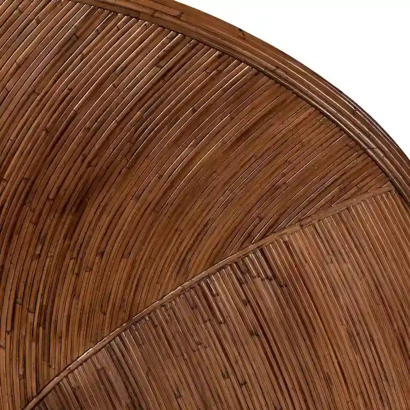 Bohemian Natural Rattan Standalone Headboard with Geometric Round Design – Honey / Brown, Queen / King