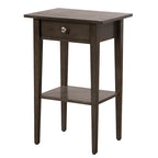 1-Drawer Wooden Nightstand with Open Shelf and Metal Glides – Black / Silver Champagne / Blue / Yellow / Oak / White / Cherry / Cappuccino / Pink / Smoked Gray / Beige, 1-Unit