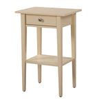 1-Drawer Wooden Nightstand with Open Shelf and Metal Glides – Black / Silver Champagne / Blue / Yellow / Oak / White / Cherry / Cappuccino / Pink / Smoked Gray / Beige, 1-Unit