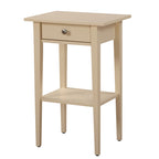 1-Drawer Wooden Nightstand with Open Shelf and Metal Glides – Black / Silver Champagne / Blue / Yellow / Oak / White / Cherry / Cappuccino / Pink / Smoked Gray / Beige, 1-Unit