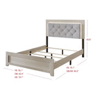 Velvet Upholstered Panel Bed with Diamond Tufting and Touch LED Headboard – Silver Gray / Light Gray, Full / Queen / King, 2-Person Use