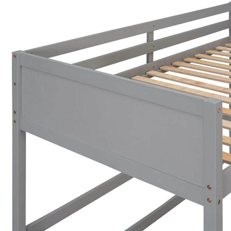 Twin Size Solid Wood Loft Bed with Ladder – White / Espresso / Grey, 1-Person Use