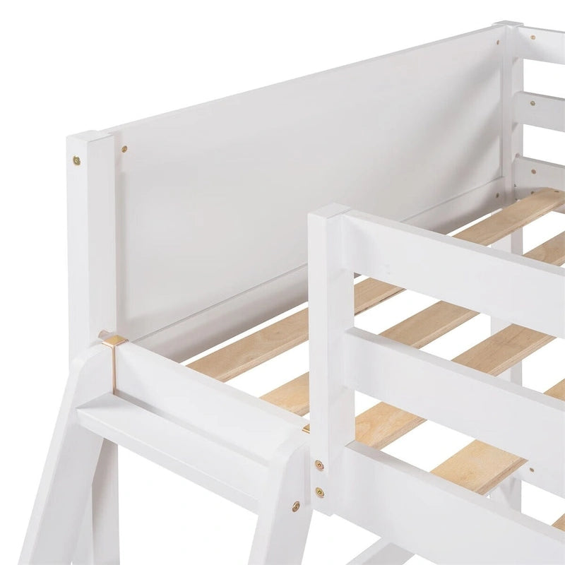 Twin Size Solid Wood Loft Bed with Ladder – White / Espresso / Grey, 1-Person Use