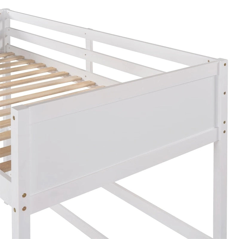 Twin Size Solid Wood Loft Bed with Ladder – White / Espresso / Grey, 1-Person Use