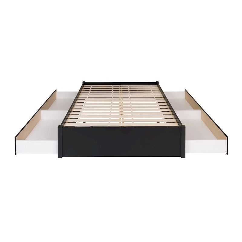 Queen 4-Post Platform Bed with Wood Slat System – Black / Driftwood Grey / Espresso / White, 1-Unit