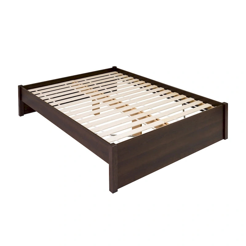 Queen 4-Post Platform Bed with Wood Slat System – Black / Driftwood Grey / Espresso / White, 1-Unit