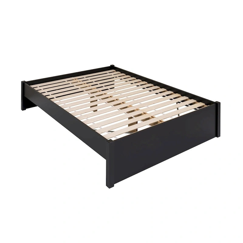 Queen 4-Post Platform Bed with Wood Slat System – Black / Driftwood Grey / Espresso / White, 1-Unit