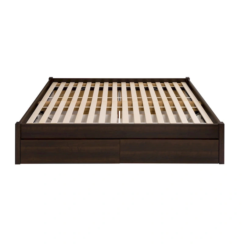 Queen 4-Post Platform Bed with Wood Slat System – Black / Driftwood Grey / Espresso / White, 1-Unit