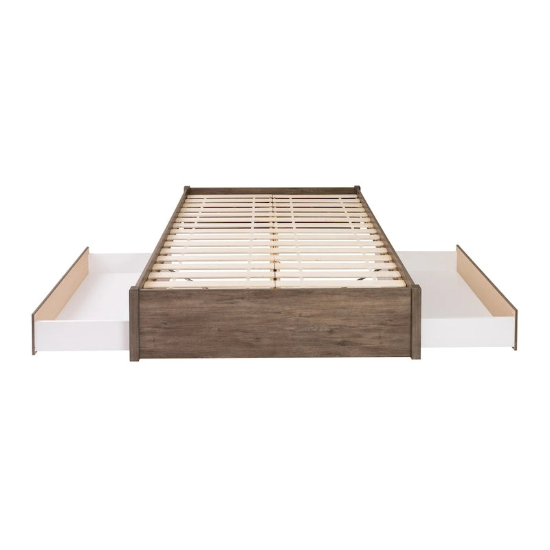 Queen 4-Post Platform Bed with Wood Slat System – Black / Driftwood Grey / Espresso / White, 1-Unit
