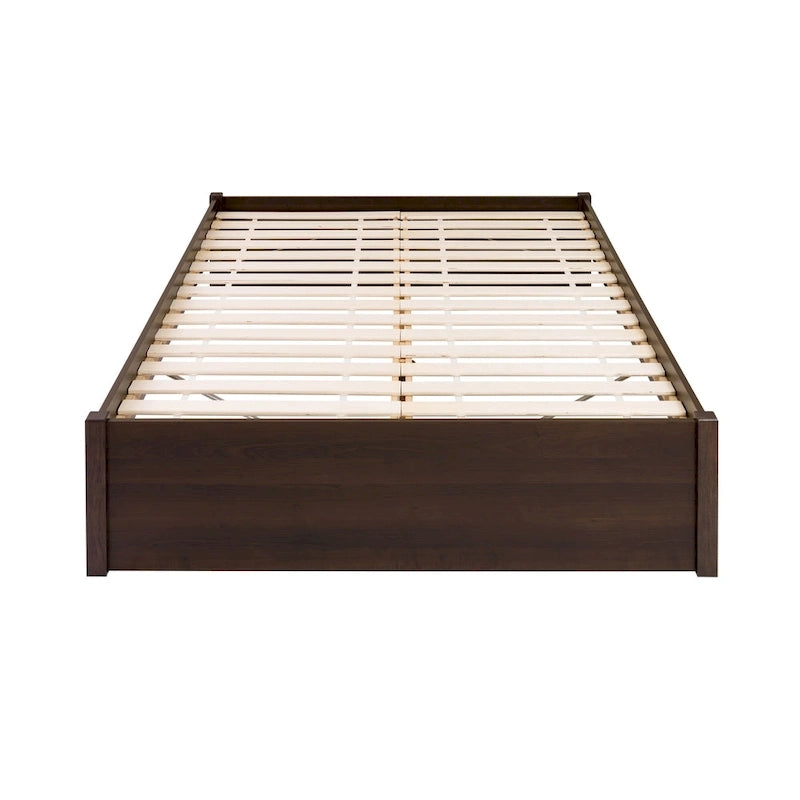 Queen 4-Post Platform Bed with Wood Slat System – Black / Driftwood Grey / Espresso / White, 1-Unit
