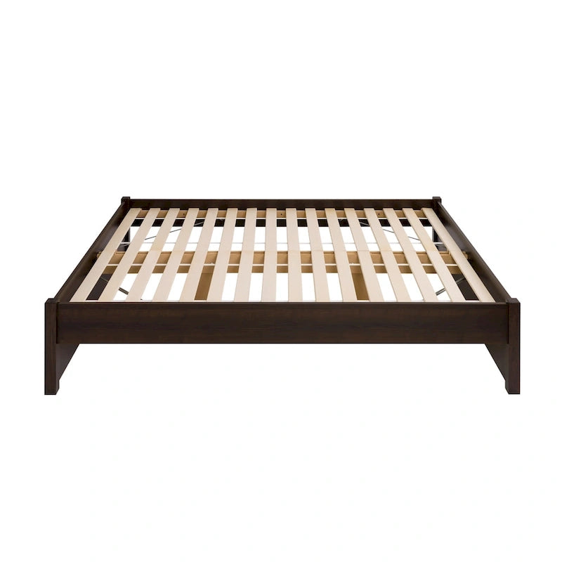 Queen 4-Post Platform Bed with Wood Slat System – Black / Driftwood Grey / Espresso / White, 1-Unit