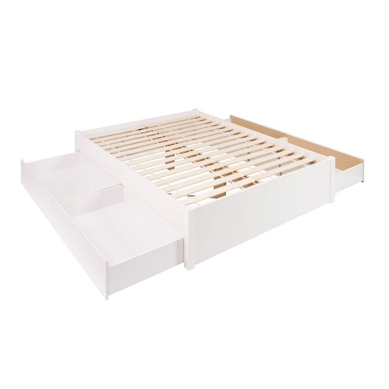 Queen 4-Post Platform Bed with Wood Slat System – Black / Driftwood Grey / Espresso / White, 1-Unit