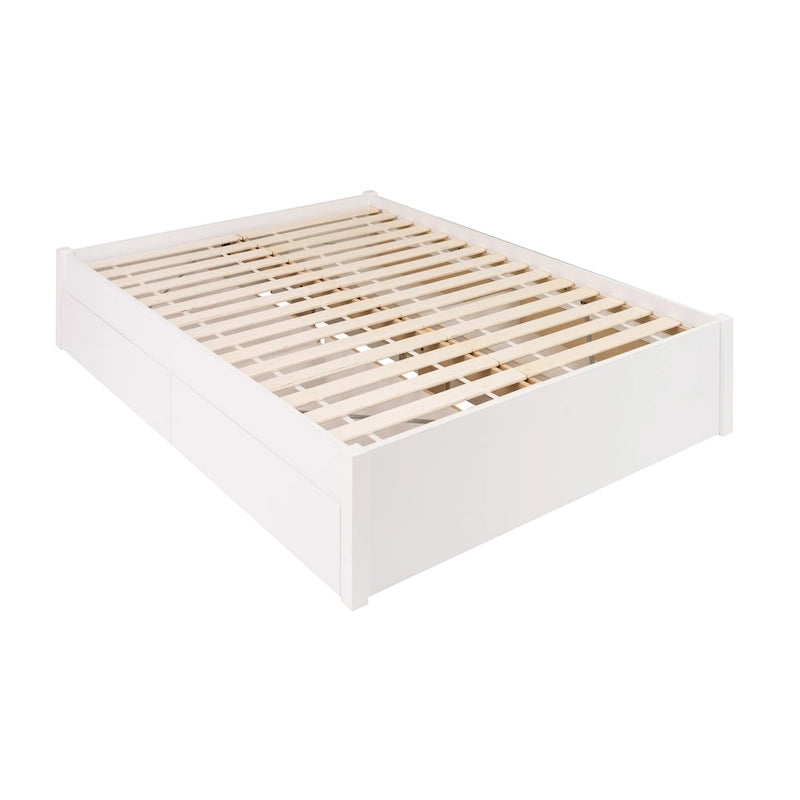 Queen 4-Post Platform Bed with Wood Slat System – Black / Driftwood Grey / Espresso / White, 1-Unit