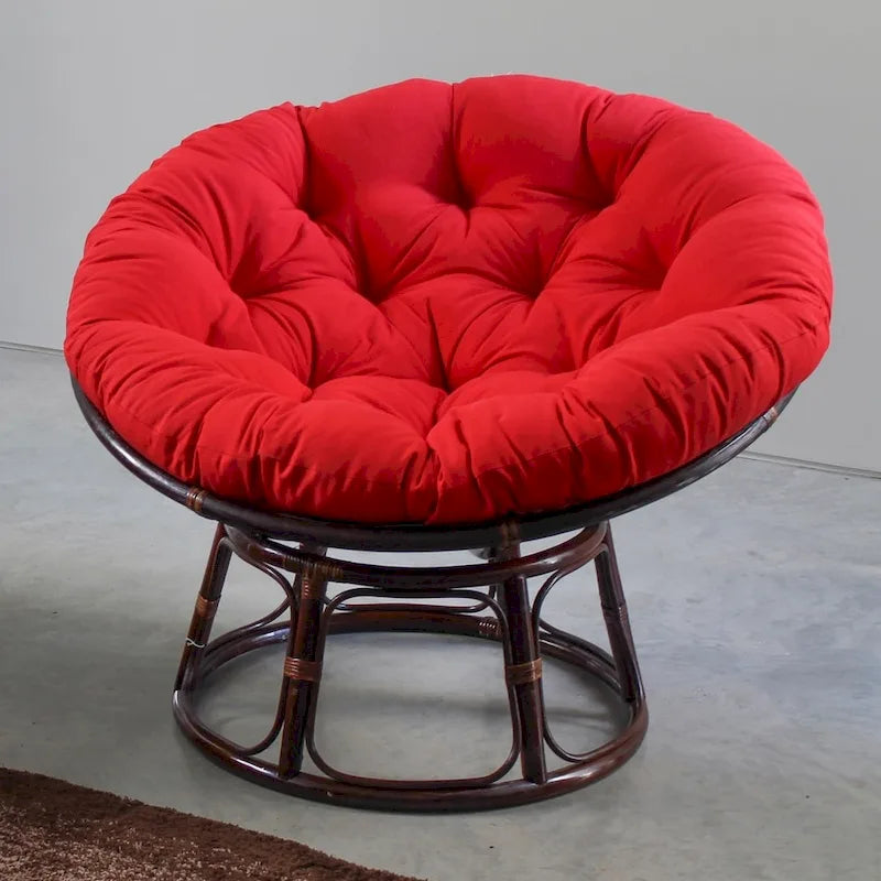 44" Tufted Papasan Chair Cushion, Reversible, Cotton-Polyester Blend – Black / Burgundy / Chocolate / Forest Green / Natural / Navy / Sage / Toffee, 1-Person Use