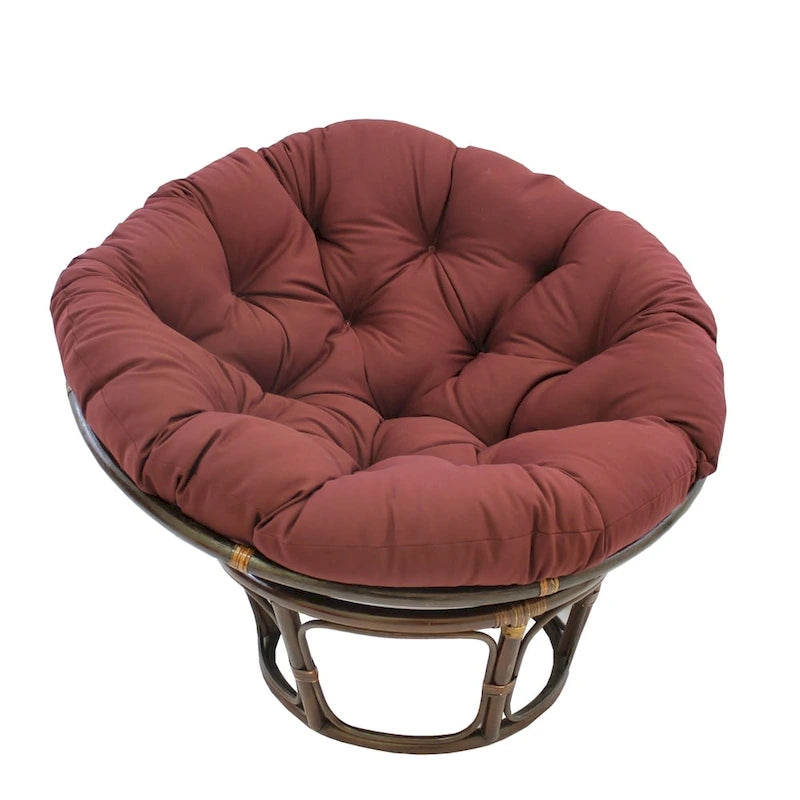 44" Tufted Papasan Chair Cushion, Reversible, Cotton-Polyester Blend – Black / Burgundy / Chocolate / Forest Green / Natural / Navy / Sage / Toffee, 1-Person Use