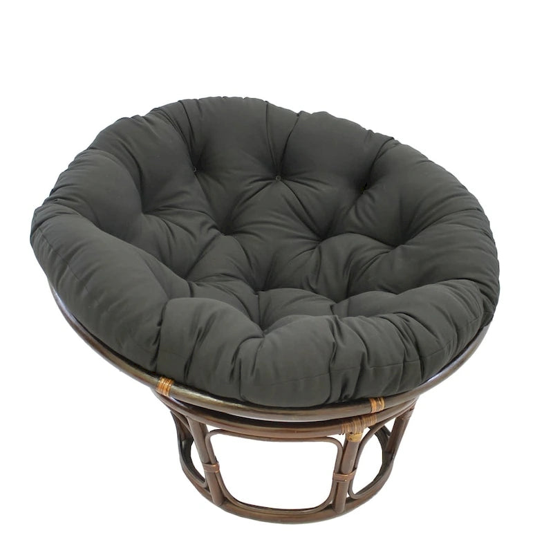 44" Tufted Papasan Chair Cushion, Reversible, Cotton-Polyester Blend – Black / Burgundy / Chocolate / Forest Green / Natural / Navy / Sage / Toffee, 1-Person Use