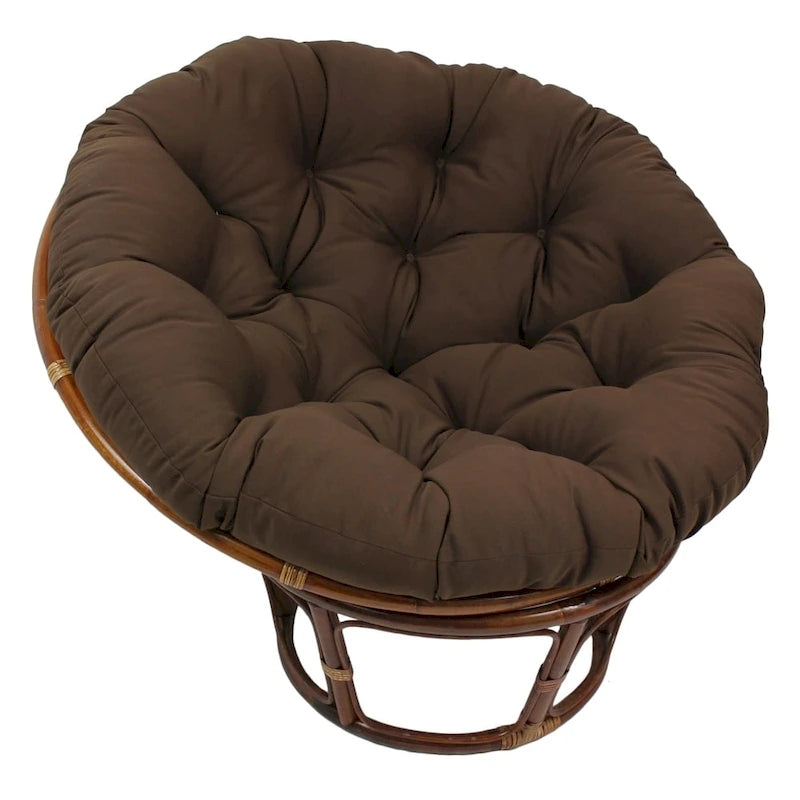 44" Tufted Papasan Chair Cushion, Reversible, Cotton-Polyester Blend – Black / Burgundy / Chocolate / Forest Green / Natural / Navy / Sage / Toffee, 1-Person Use