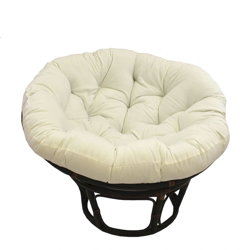 44" Tufted Papasan Chair Cushion, Reversible, Cotton-Polyester Blend – Black / Burgundy / Chocolate / Forest Green / Natural / Navy / Sage / Toffee, 1-Person Use