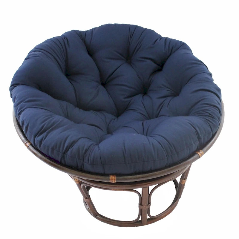 44" Tufted Papasan Chair Cushion, Reversible, Cotton-Polyester Blend – Black / Burgundy / Chocolate / Forest Green / Natural / Navy / Sage / Toffee, 1-Person Use