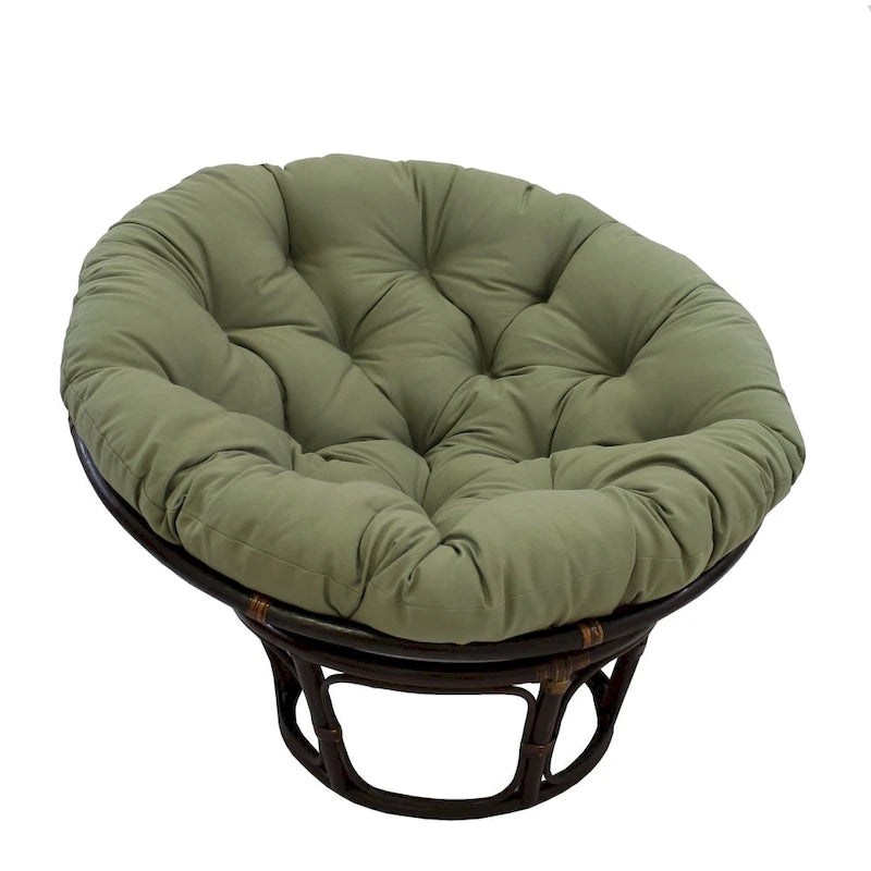 44" Tufted Papasan Chair Cushion, Reversible, Cotton-Polyester Blend – Black / Burgundy / Chocolate / Forest Green / Natural / Navy / Sage / Toffee, 1-Person Use