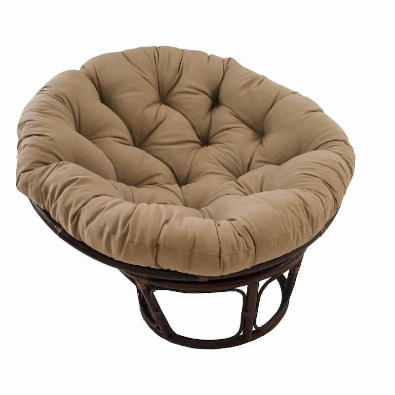 44" Tufted Papasan Chair Cushion, Reversible, Cotton-Polyester Blend – Black / Burgundy / Chocolate / Forest Green / Natural / Navy / Sage / Toffee, 1-Person Use