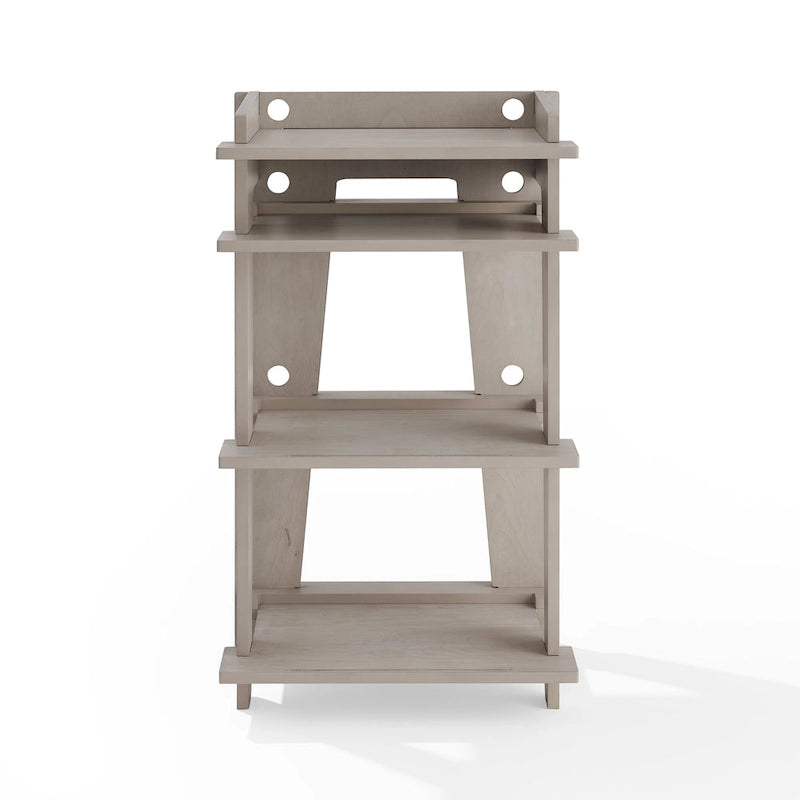 Turntable Stand with Vinyl Record Storage and Cable Management – Gray / Natural, 1-Unit