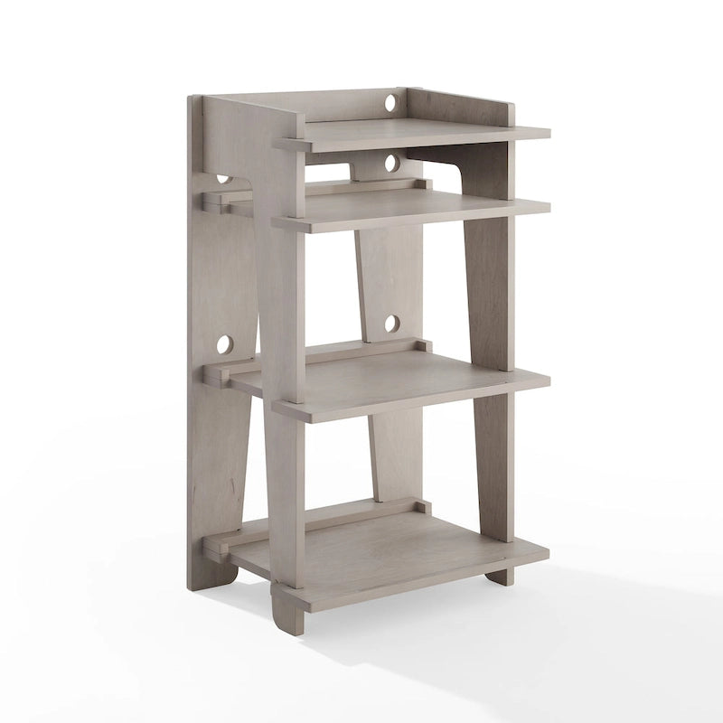 Turntable Stand with Vinyl Record Storage and Cable Management – Gray / Natural, 1-Unit