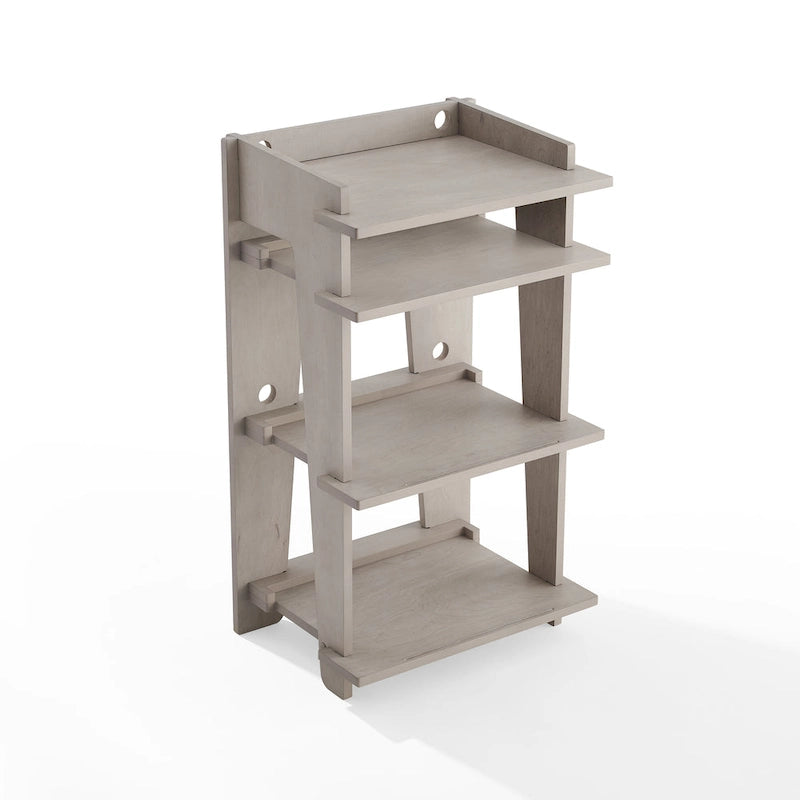 Turntable Stand with Vinyl Record Storage and Cable Management – Gray / Natural, 1-Unit
