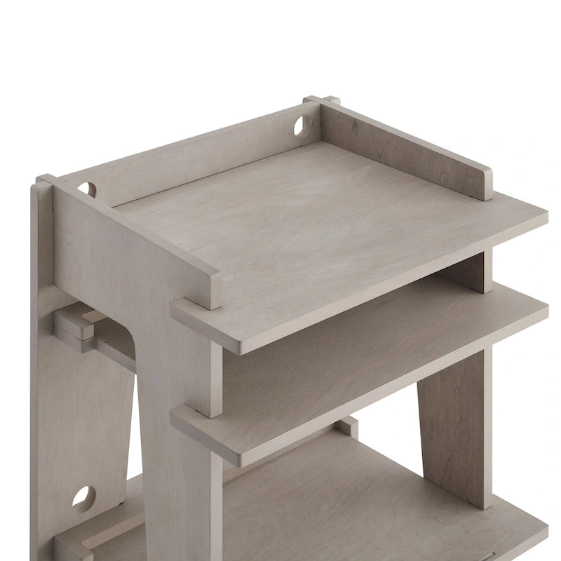 Turntable Stand with Vinyl Record Storage and Cable Management – Gray / Natural, 1-Unit