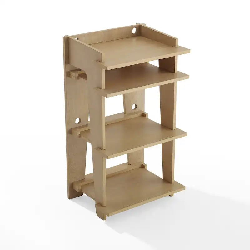 Turntable Stand with Vinyl Record Storage and Cable Management – Gray / Natural, 1-Unit