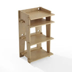 Turntable Stand with Vinyl Record Storage and Cable Management – Gray / Natural, 1-Unit