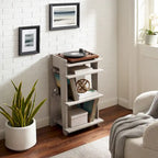 Turntable Stand with Vinyl Record Storage and Cable Management – Gray / Natural, 1-Unit