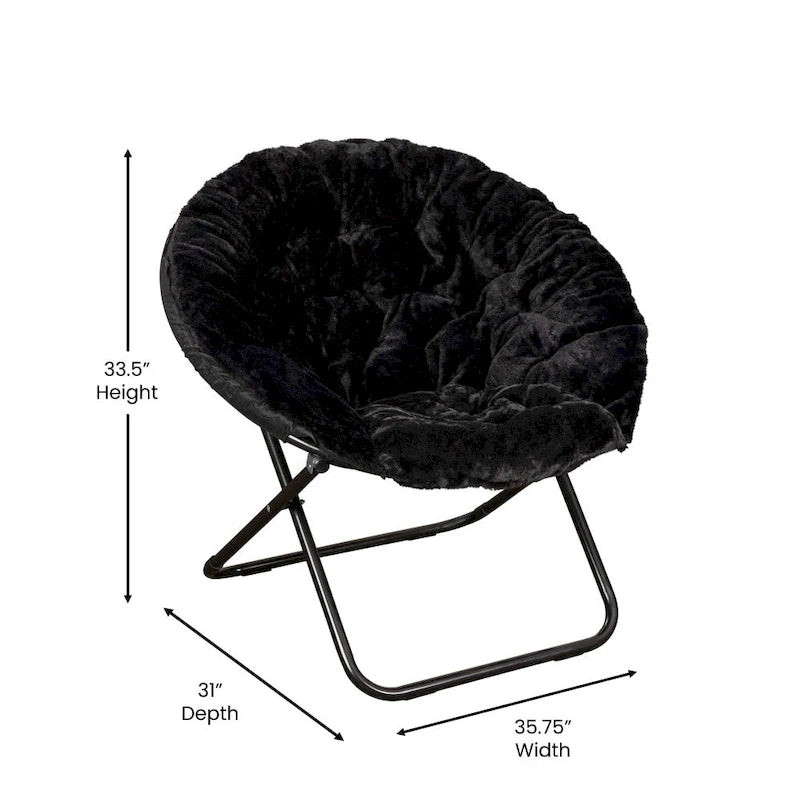 Oversized Folding Saucer Chair with Padded Upholstery and Steel Frame – Gray/Soft Gold / Black / Dusty Aqua/Soft Gold / Ivory/Soft Gold / Blush/Soft Gold / Dusty Purple/Soft Gold / Emerald / Emerald/Soft Gold, 1-Person Use