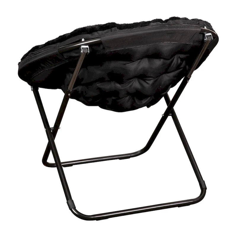 Oversized Folding Saucer Chair with Padded Upholstery and Steel Frame – Gray/Soft Gold / Black / Dusty Aqua/Soft Gold / Ivory/Soft Gold / Blush/Soft Gold / Dusty Purple/Soft Gold / Emerald / Emerald/Soft Gold, 1-Person Use