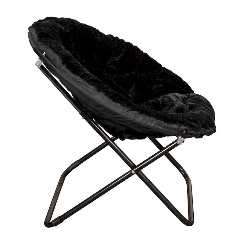 Oversized Folding Saucer Chair with Padded Upholstery and Steel Frame – Gray/Soft Gold / Black / Dusty Aqua/Soft Gold / Ivory/Soft Gold / Blush/Soft Gold / Dusty Purple/Soft Gold / Emerald / Emerald/Soft Gold, 1-Person Use