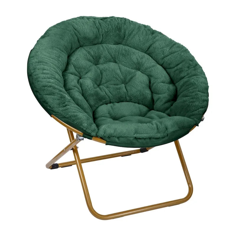 Oversized Folding Saucer Chair with Padded Upholstery and Steel Frame – Gray/Soft Gold / Black / Dusty Aqua/Soft Gold / Ivory/Soft Gold / Blush/Soft Gold / Dusty Purple/Soft Gold / Emerald / Emerald/Soft Gold, 1-Person Use