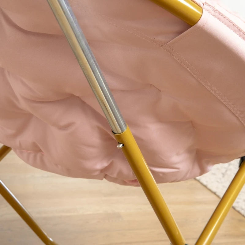 Oversized Folding Saucer Chair with Padded Upholstery and Steel Frame – Gray/Soft Gold / Black / Dusty Aqua/Soft Gold / Ivory/Soft Gold / Blush/Soft Gold / Dusty Purple/Soft Gold / Emerald / Emerald/Soft Gold, 1-Person Use