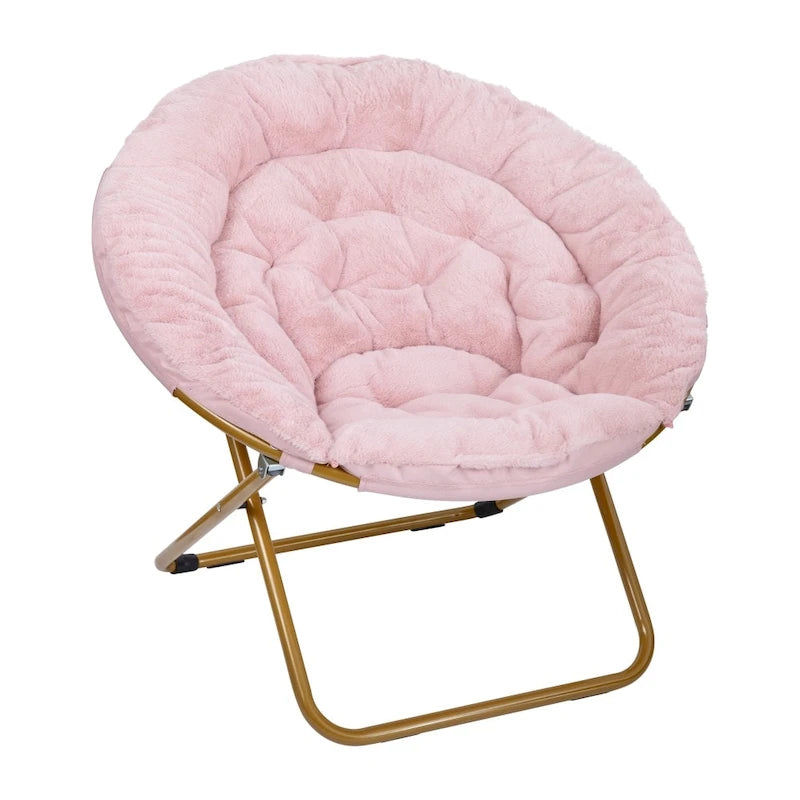 Oversized Folding Saucer Chair with Padded Upholstery and Steel Frame – Gray/Soft Gold / Black / Dusty Aqua/Soft Gold / Ivory/Soft Gold / Blush/Soft Gold / Dusty Purple/Soft Gold / Emerald / Emerald/Soft Gold, 1-Person Use