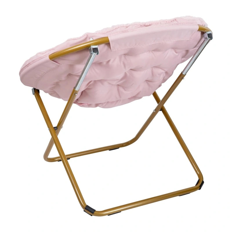 Oversized Folding Saucer Chair with Padded Upholstery and Steel Frame – Gray/Soft Gold / Black / Dusty Aqua/Soft Gold / Ivory/Soft Gold / Blush/Soft Gold / Dusty Purple/Soft Gold / Emerald / Emerald/Soft Gold, 1-Person Use