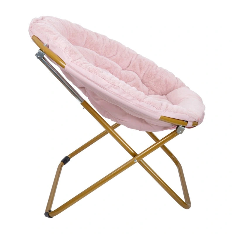 Oversized Folding Saucer Chair with Padded Upholstery and Steel Frame – Gray/Soft Gold / Black / Dusty Aqua/Soft Gold / Ivory/Soft Gold / Blush/Soft Gold / Dusty Purple/Soft Gold / Emerald / Emerald/Soft Gold, 1-Person Use