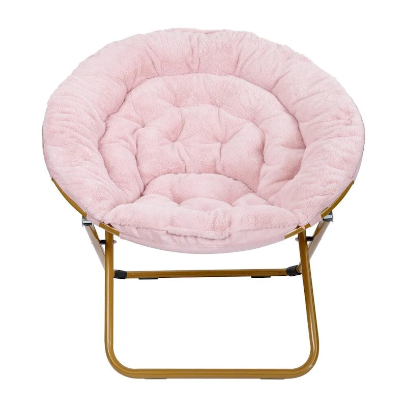 Oversized Folding Saucer Chair with Padded Upholstery and Steel Frame – Gray/Soft Gold / Black / Dusty Aqua/Soft Gold / Ivory/Soft Gold / Blush/Soft Gold / Dusty Purple/Soft Gold / Emerald / Emerald/Soft Gold, 1-Person Use