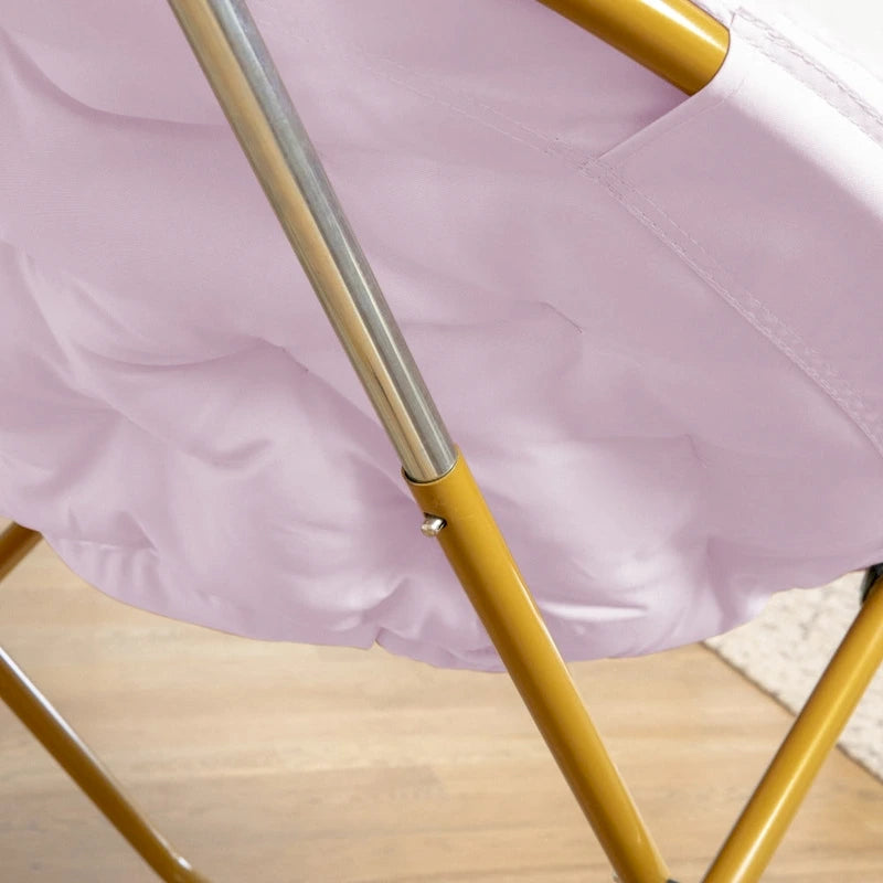 Oversized Folding Saucer Chair with Padded Upholstery and Steel Frame – Gray/Soft Gold / Black / Dusty Aqua/Soft Gold / Ivory/Soft Gold / Blush/Soft Gold / Dusty Purple/Soft Gold / Emerald / Emerald/Soft Gold, 1-Person Use