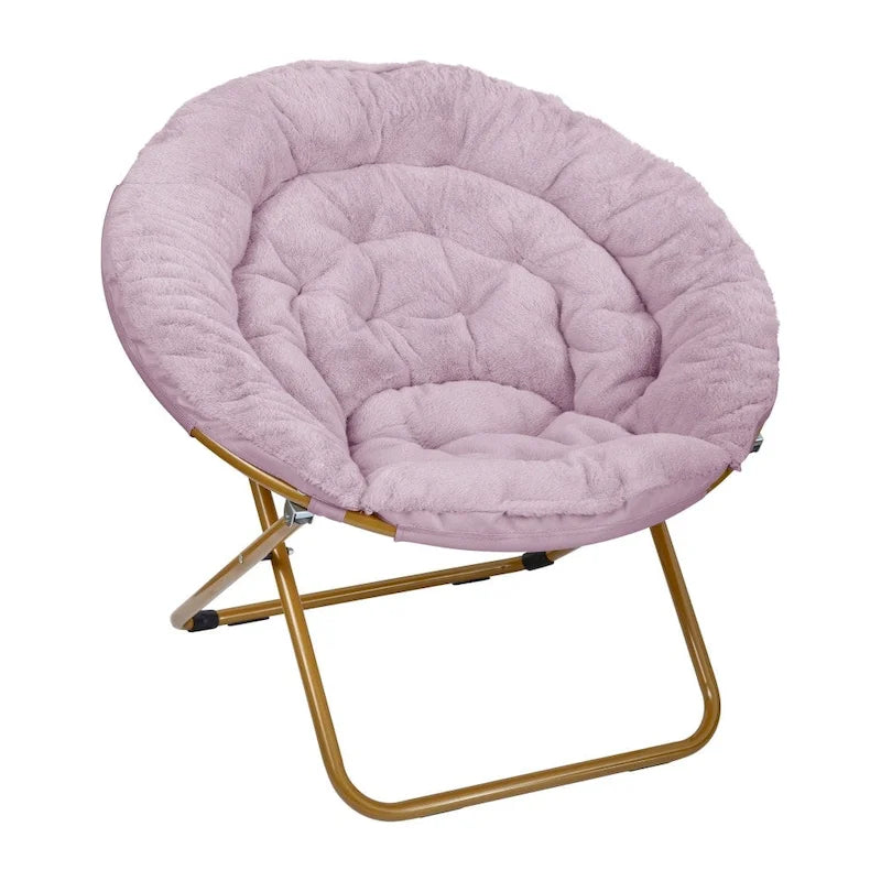 Oversized Folding Saucer Chair with Padded Upholstery and Steel Frame – Gray/Soft Gold / Black / Dusty Aqua/Soft Gold / Ivory/Soft Gold / Blush/Soft Gold / Dusty Purple/Soft Gold / Emerald / Emerald/Soft Gold, 1-Person Use