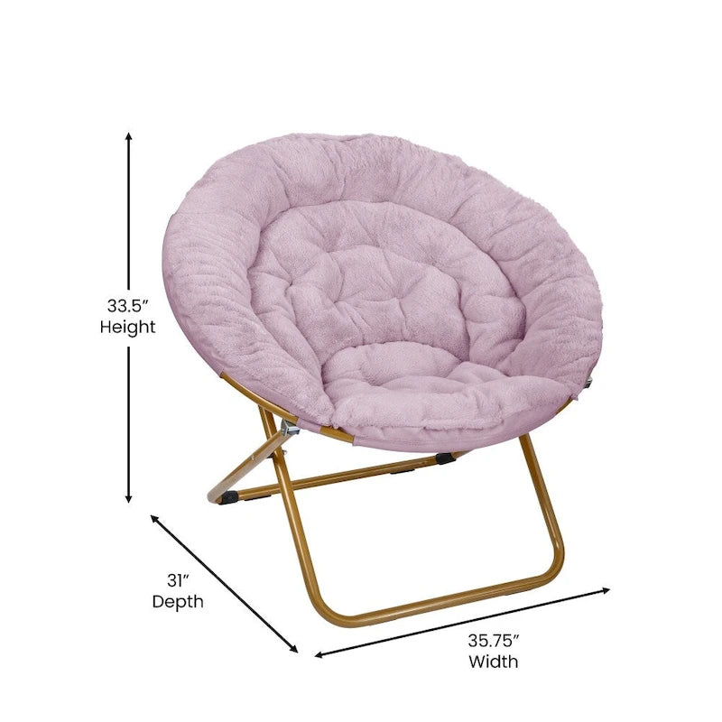 Oversized Folding Saucer Chair with Padded Upholstery and Steel Frame – Gray/Soft Gold / Black / Dusty Aqua/Soft Gold / Ivory/Soft Gold / Blush/Soft Gold / Dusty Purple/Soft Gold / Emerald / Emerald/Soft Gold, 1-Person Use