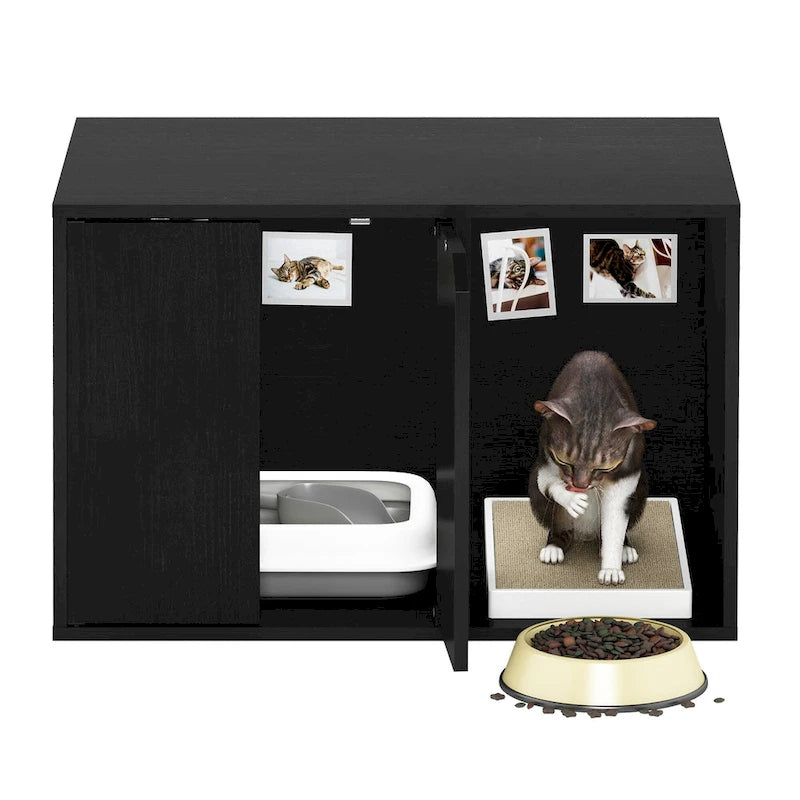 Small Litter Box Enclosure Cabinet with Storage – Columbia Walnut / Americano / Solid White / French Oak Grey, 1-Unit